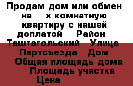 Продам дом или обмен на 2- х комнатную квартиру с нашей доплатой. › Район ­ Таштагольский › Улица ­ 18 Партсъезда › Дом ­ 37 › Общая площадь дома ­ 46 › Площадь участка ­ 12 › Цена ­ 1 000 000 - Кемеровская обл., Таштагол г. Недвижимость » Дома, коттеджи, дачи продажа   